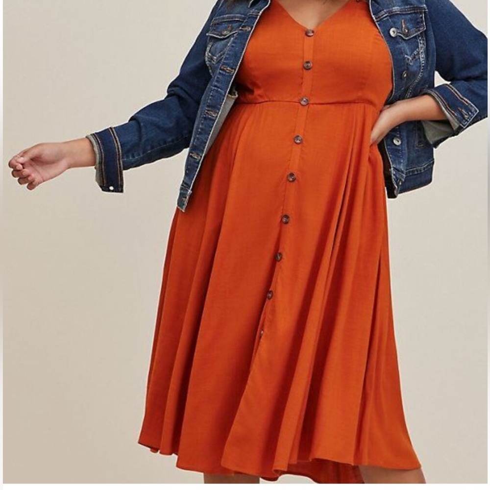 NWT Torrid Midi Lenny Button-Front Dress